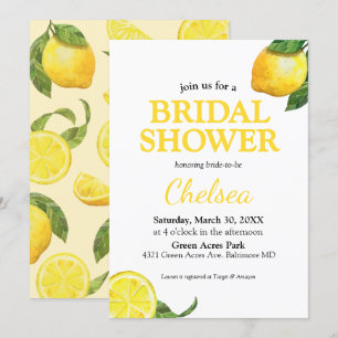 Waterverf Lemon Bridal Shower Invitation Kaart