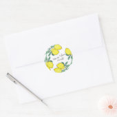 Waterverf Lemon Citrus Script Wedding Ronde Sticker (Envelop)
