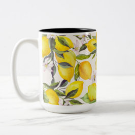 Waterverf Lemon Elegance Tweekleurige Koffiemok