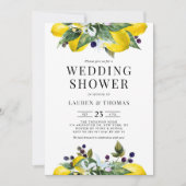 Waterverf Lemon en Blackberry bruiloft douche Kaart (Voorkant)