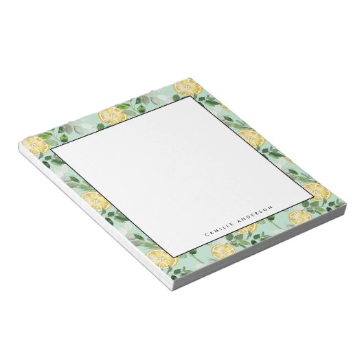Waterverf Lemon en Greenery Pattern Persoonlijk Notitieblok (Schuin)