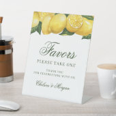 Waterverf Lemon en Leaves Wedding Favors Reclamebord Met Voetstuk (Insitu)