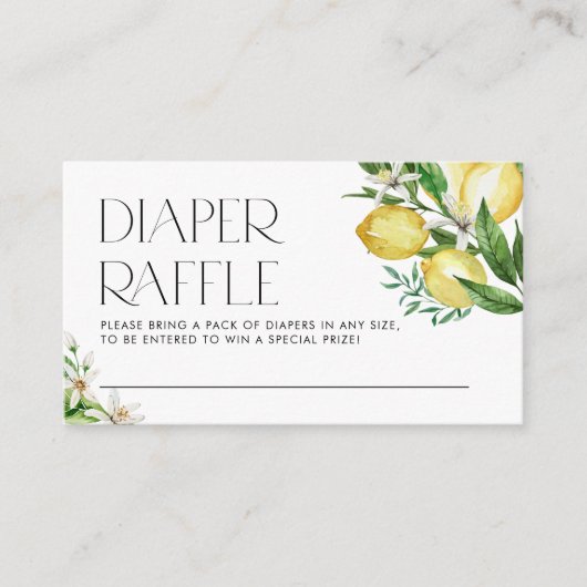 Waterverf Lemon en Lemon Blossoms Luier Raffle Informatiekaartje (Voorkant)