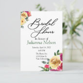 Waterverf lemon en magenta florale uitnodiging (Staand voorkant)