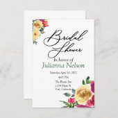 Waterverf lemon en magenta florale uitnodiging (Voorkant / Achterkant)