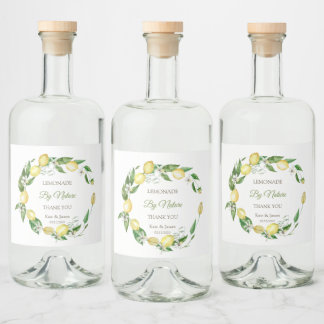 Waterverf Lemon Floral Likeurfles Etiket