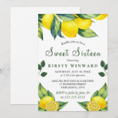 Waterverf Lemon Floral Sweet 16 Kaart (Voorkant / Achterkant)