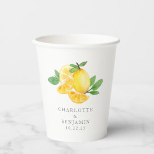 Waterverf Lemon Fruit Personalized Wedding Papieren Bekers