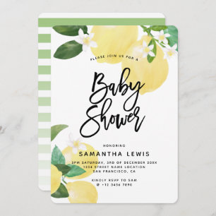 Waterverf Lemon Garden Baby Girl Shower Kaart