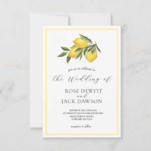 Waterverf Lemon Garden White Wedding Kaart