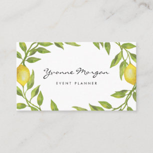 Waterverf Lemon Greenery Wreath Script Visitekaartje