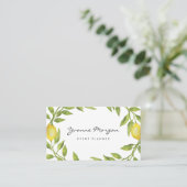 Waterverf Lemon Greenery Wreath Script Visitekaartje (Staand voorkant)