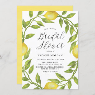 Waterverf Lemon Greenery Wreath Vrijgezellenfeest Kaart