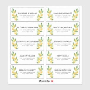 Waterverf Lemon Guest Adresetiketten Sticker