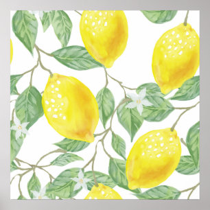 Waterverf Lemon Kitchen Decor Art Poster