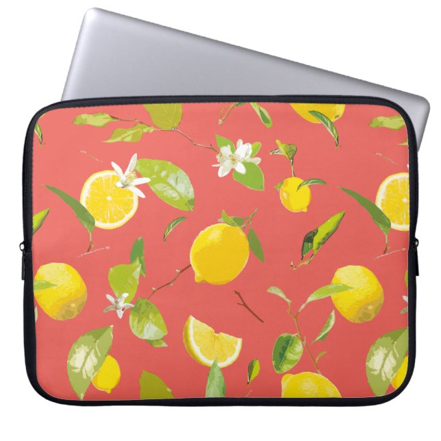 Waterverf Lemon & Leaves 12 Laptop Sleeve (Voorkant)