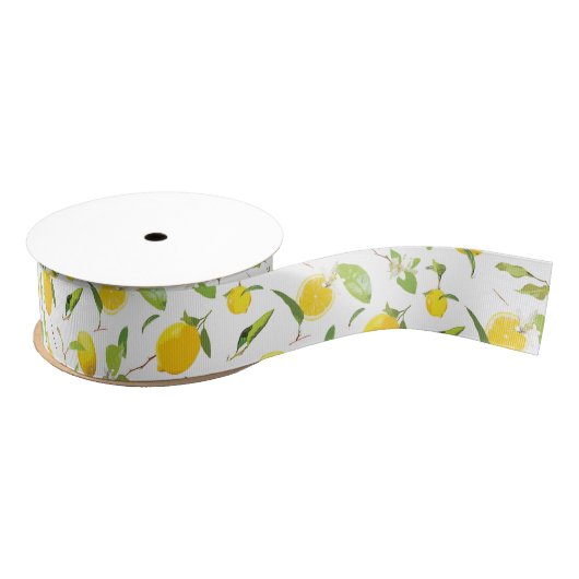 Waterverf Lemon & Leaves 2 Grosgrain Lint (Spoel)