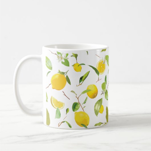 Waterverf Lemon & Leaves 2 Koffiemok (Links)