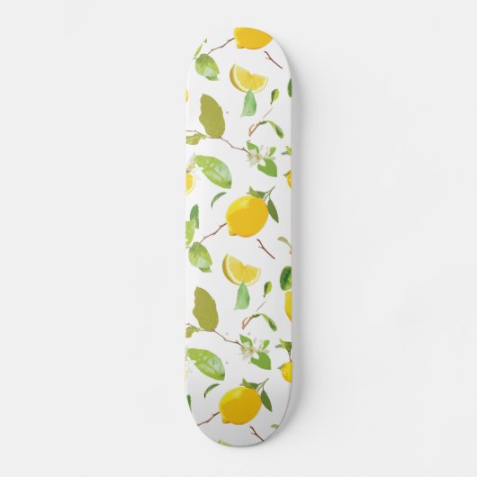 Waterverf Lemon & Leaves 2 Skateboard (Voorkant)