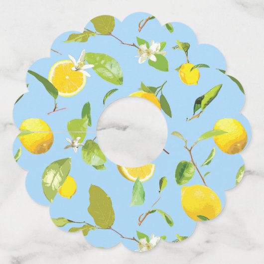 Waterverf Lemon & Leaves 3 Wijnglaslabel (Voorkant)