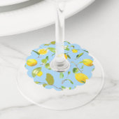 Waterverf Lemon & Leaves 3 Wijnglaslabel (Dichtbij)