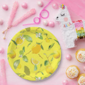 Waterverf Lemon & Leaves 4 Papieren Bordje (Feest)
