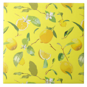 Waterverf Lemon & Leaves 4 Tegeltje