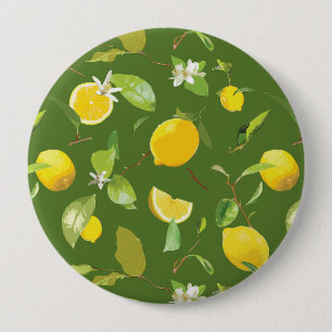 Waterverf Lemon & Leaves 5 Ronde Button 4,0 Cm