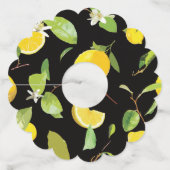 Waterverf Lemon & Leaves Wijnglaslabel (Achterkant)