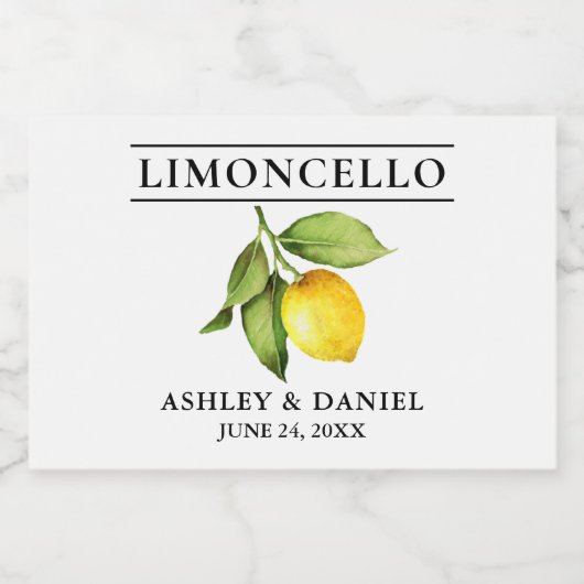 Waterverf Lemon Limoncello Small Fles Etiket (Enkel label)