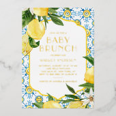 Waterverf Lemon Mediterranean Summer Baby Brunch Folie Uitnodiging (Voorkant)