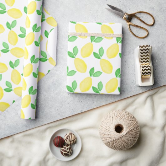 Waterverf Lemon Patroon Cadeaupapier (Crafts)