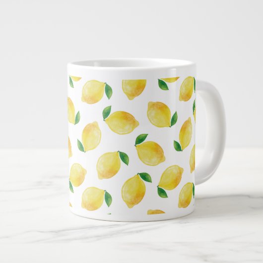 Waterverf Lemon Patroon Extra Grote Beker (Voorkant rechts)