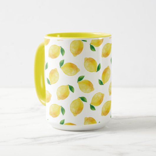 Waterverf Lemon Patroon Mok (Voorkant links)