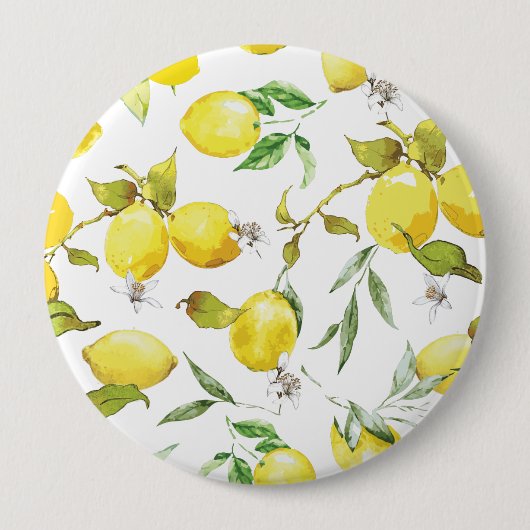 Waterverf Lemon Patroon Ronde Button 4,0 Cm (Voorkant)