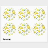 Waterverf Lemon Patroon Ronde Sticker (Vel)