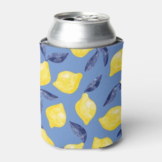 Waterverf Lemon Pattern Citrus Blikjeskoeler (Blikje Voorkant)