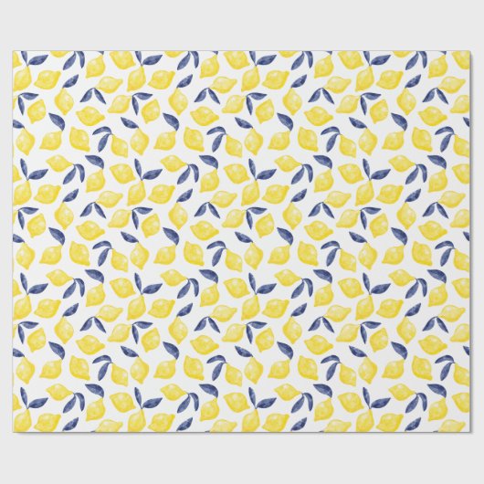 Waterverf Lemon Pattern Citrus Cadeaupapier (Vlak)