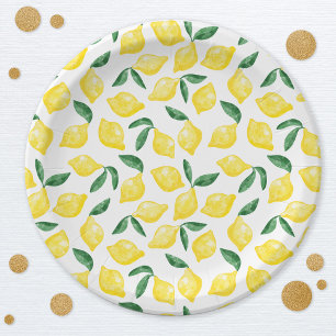 Waterverf Lemon Pattern Citrus Papieren Bordje