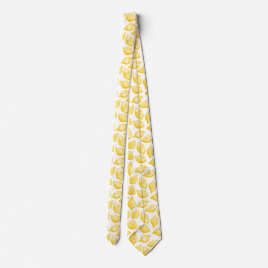 Waterverf Lemon Pattern Citrus Stropdas (Achterkant)