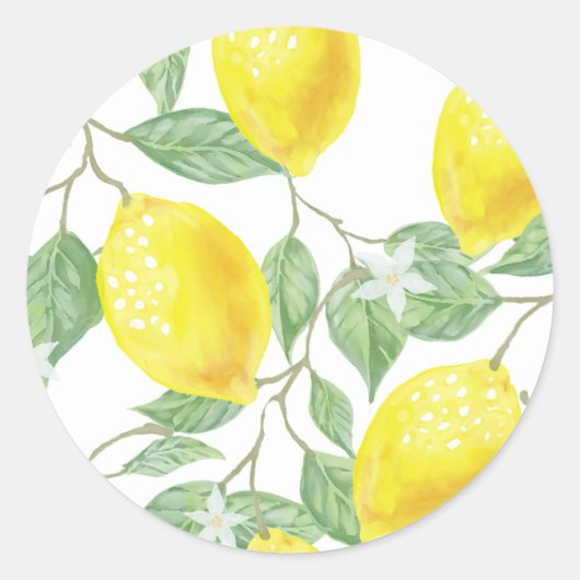 Waterverf Lemon Ronde Sticker (Voorkant)