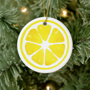 Waterverf Lemon Slice-briefkaart Keramisch Ornament