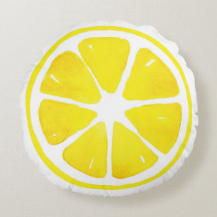 Waterverf Lemon Slice Rond Kussen