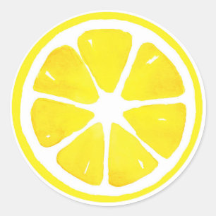 Waterverf Lemon Slice Ronde Sticker