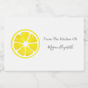 Waterverf Lemon Slice Voedselcontainer Etiket