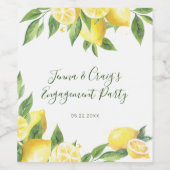 Waterverf Lemon speciale plaats Wijn Etiket (Enkel label)