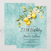 Waterverf Lemon Theme 100th Birthday Kaart (Voorkant / Achterkant)