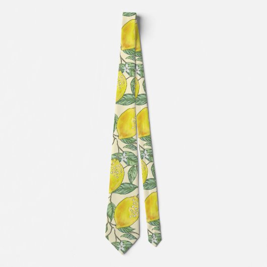  Waterverf Lemon Tree Summer Pattern Stropdas (Voorkant)