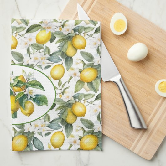  Waterverf Lemon Tree Theedoek (Quarter Fold)