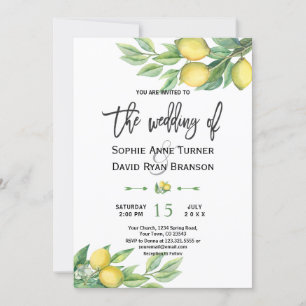 Waterverf Lemon Tropical Hand lettering Wedding Kaart